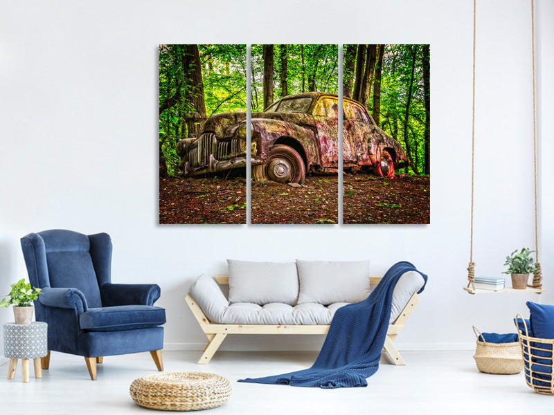 3-piece-canvas-print-abandoned-classic-car