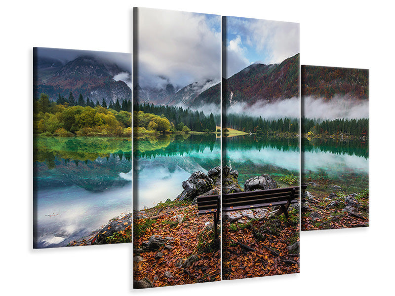 4-piece-canvas-print-bench-by-the-lake