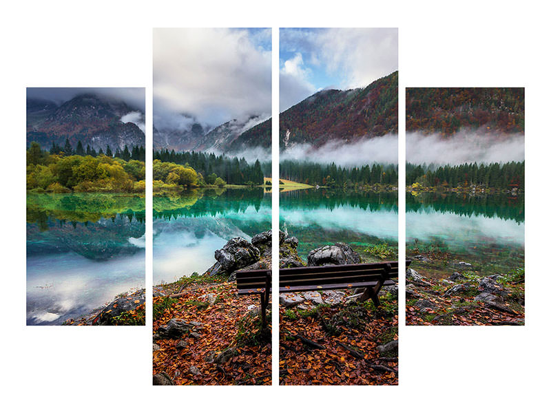 4-piece-canvas-print-bench-by-the-lake
