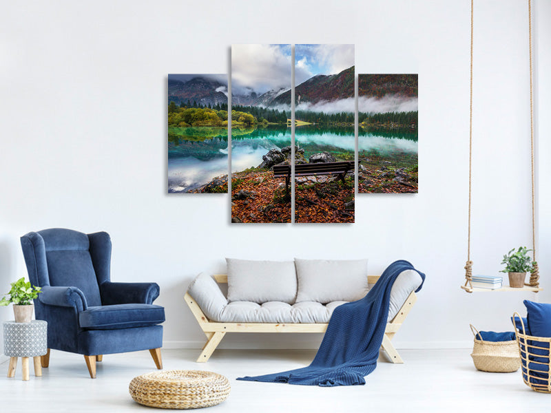 4-piece-canvas-print-bench-by-the-lake