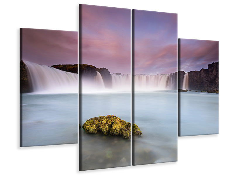 4-piece-canvas-print-godafoss-and-the-moon