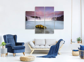 4-piece-canvas-print-godafoss-and-the-moon