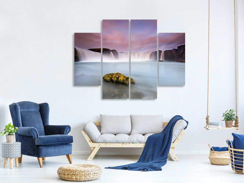 4-piece-canvas-print-godafoss-and-the-moon