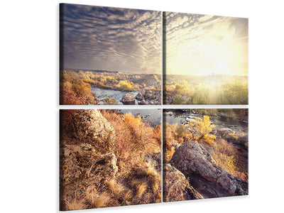 4-piece-canvas-print-sunrise-on-the-river