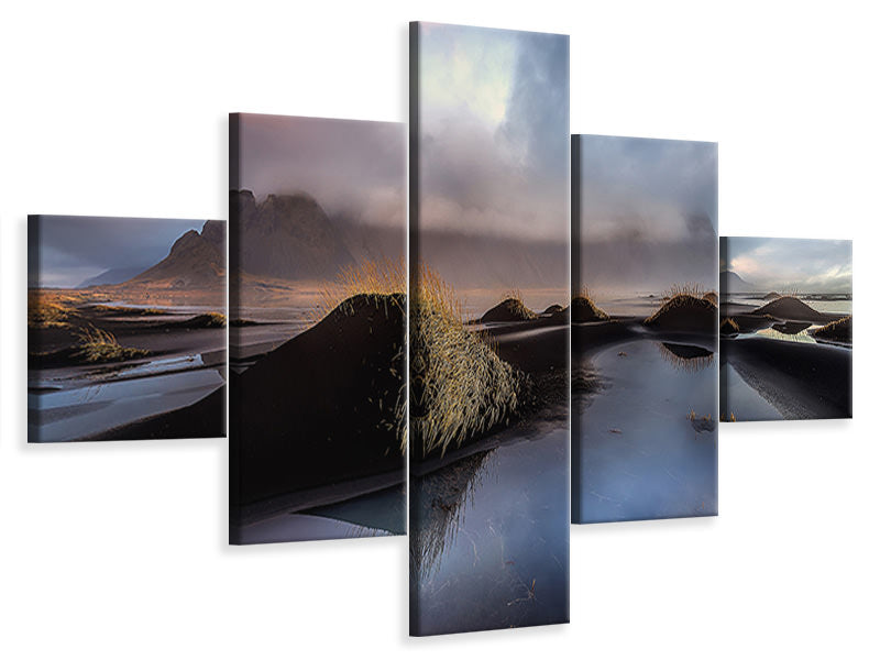 5-piece-canvas-print-black-beach