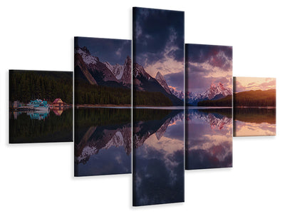 5-piece-canvas-print-maligne-mountains