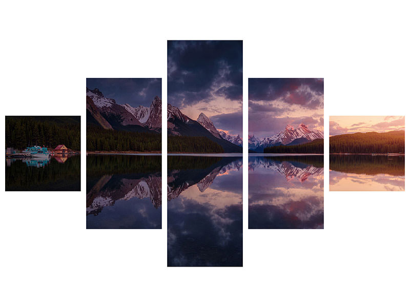 5-piece-canvas-print-maligne-mountains