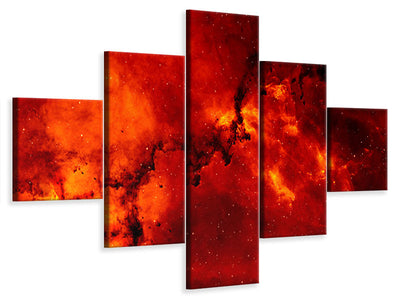 5-piece-canvas-print-red-starry-sky