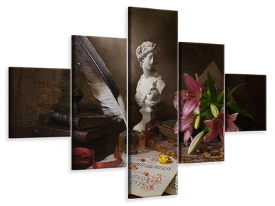 5-piece-canvas-print-still-life-with-lily-and-bust
