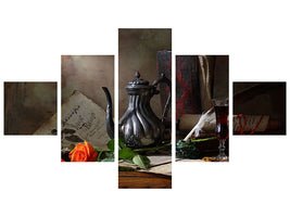 5-piece-canvas-print-still-life-with-teapot-and-roses