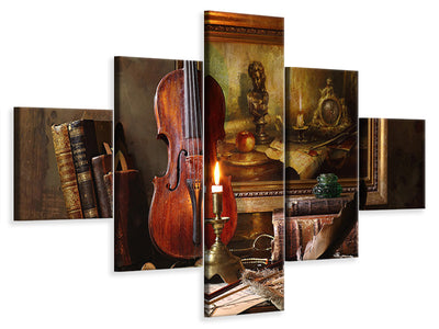 5-piece-canvas-print-still-life-with-violin-and-painting-ii
