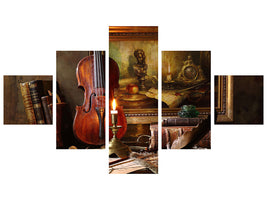 5-piece-canvas-print-still-life-with-violin-and-painting-ii