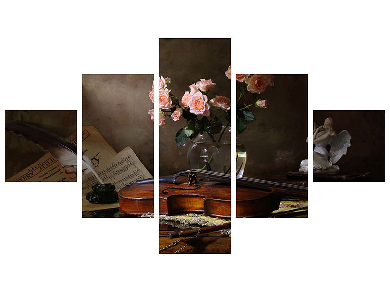 5-piece-canvas-print-still-life-with-violin-and-roses