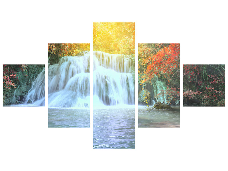 5-piece-canvas-print-waterfall-in-light