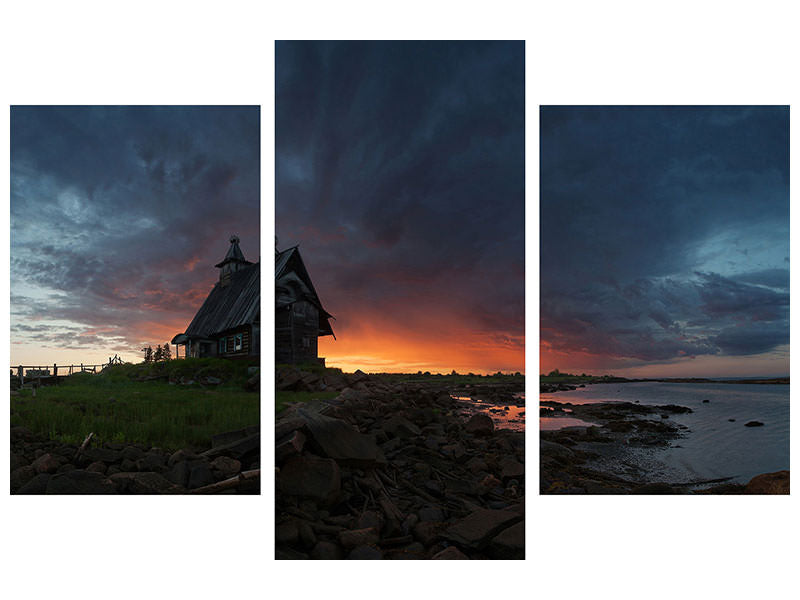 modern-3-piece-canvas-print-the-old-church-on-the-coast-of-white-sea