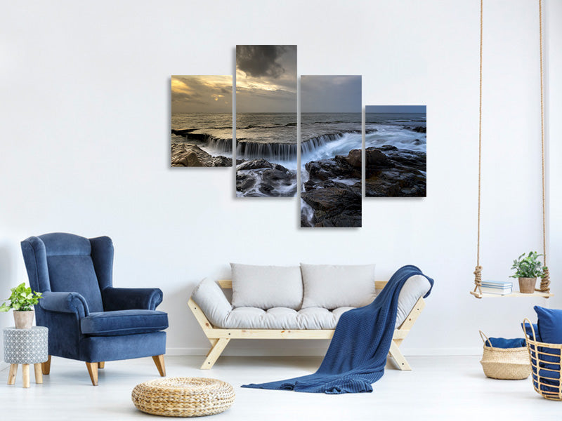 modern-4-piece-canvas-print-evening-mood-at-the-sea