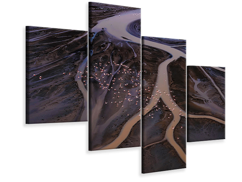 modern-4-piece-canvas-print-flying-over-lake-magadi-i