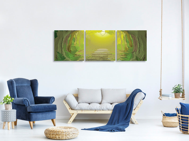 panoramic-3-piece-canvas-print-fairy-tales-forest