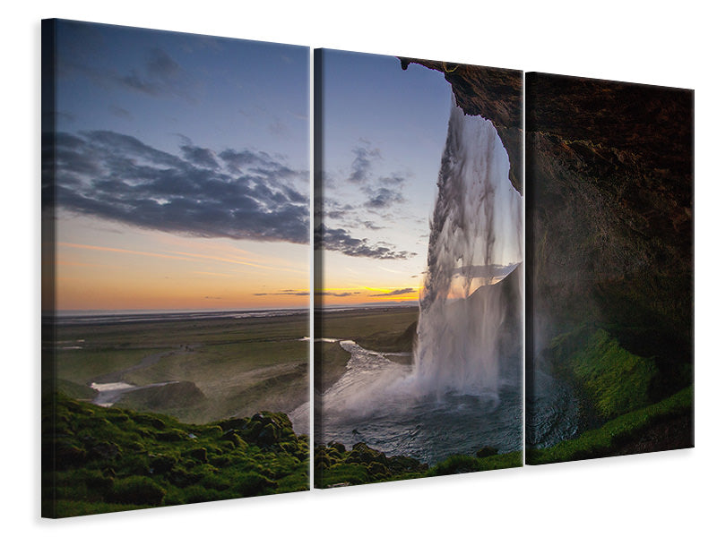 3-piece-canvas-print-evening-mood-at-the-waterfall