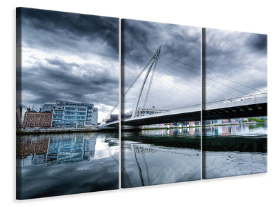 3-piece-canvas-print-samuel-beckett-bridge-with-clouds