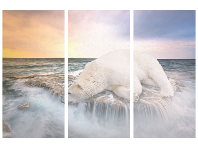 3-piece-canvas-print-the-polar-bear-and-the-sea
