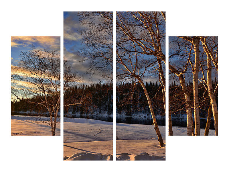 4-piece-canvas-print-birches-in-the-winter