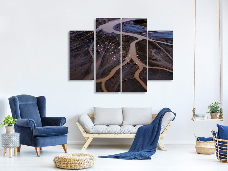 4-piece-canvas-print-flying-over-lake-magadi-i