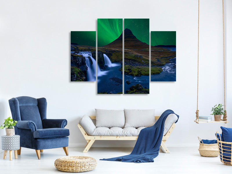 4-piece-canvas-print-kirkjufell-under-a-boreal-green-sky