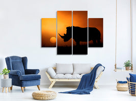 4-piece-canvas-print-rhino-sunrise