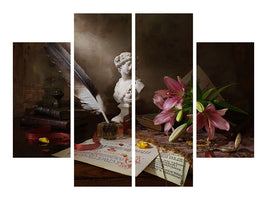 4-piece-canvas-print-still-life-with-lily-and-bust