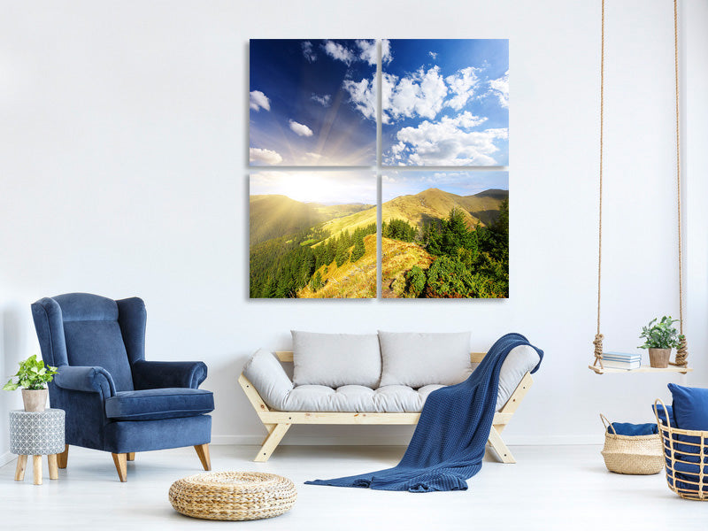 4-piece-canvas-print-sunrise-in-the-mountains