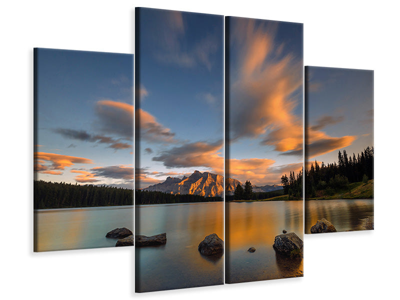 4-piece-canvas-print-two-jack-lake-sunset