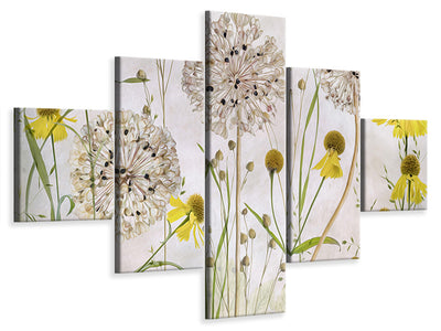 5-piece-canvas-print-alliums-and-heleniums