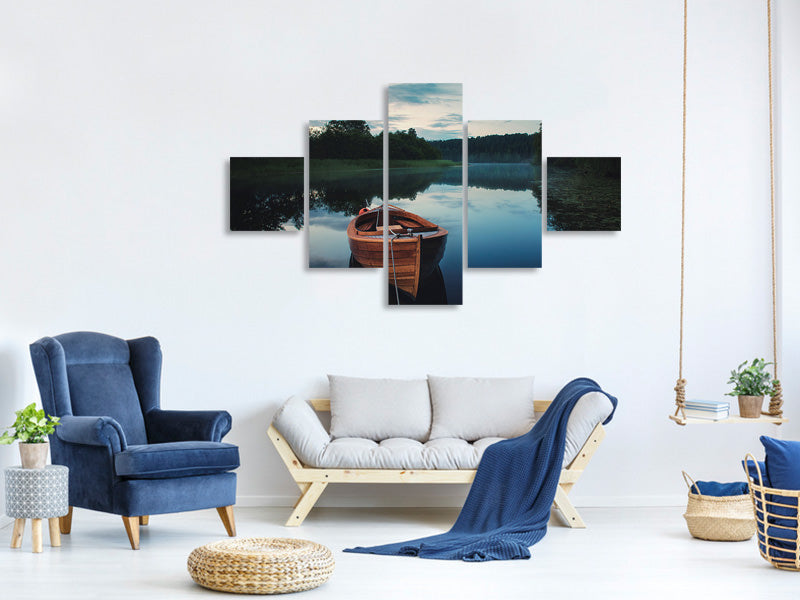 5-piece-canvas-print-boat-in-fog