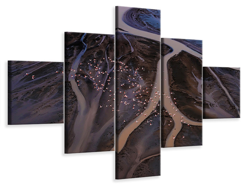 5-piece-canvas-print-flying-over-lake-magadi-i