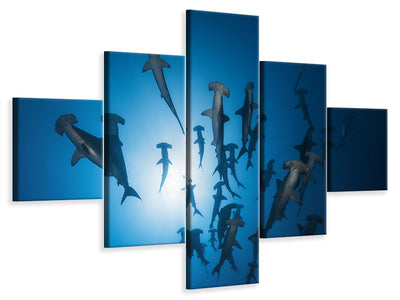 5-piece-canvas-print-hammerhead-shark-underwater-photography
