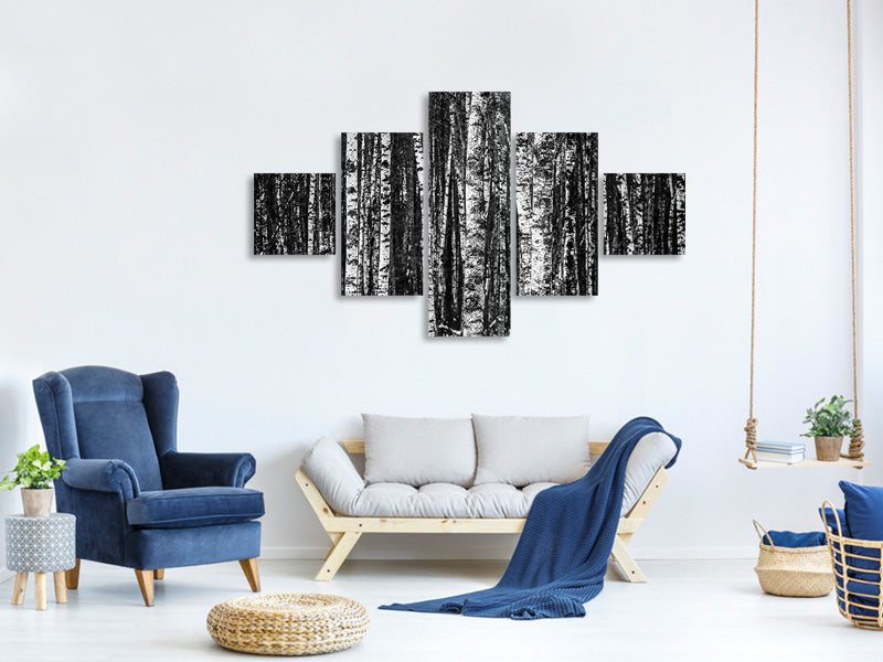 5-piece-canvas-print-many-birches-xl