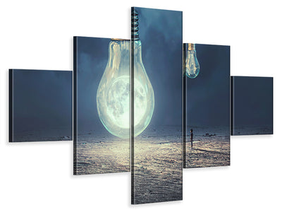 5-piece-canvas-print-moon-lamp