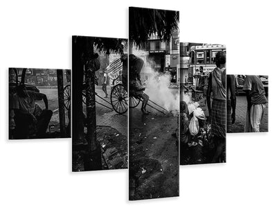 5-piece-canvas-print-streets-of-colcatta-india