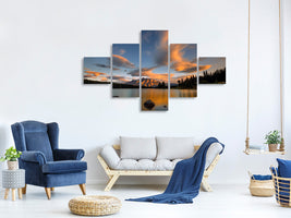 5-piece-canvas-print-two-jack-lake-sunset