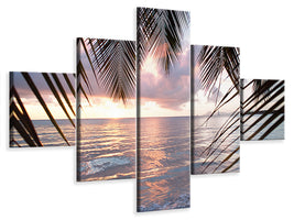 5-piece-canvas-print-under-palm-leaves