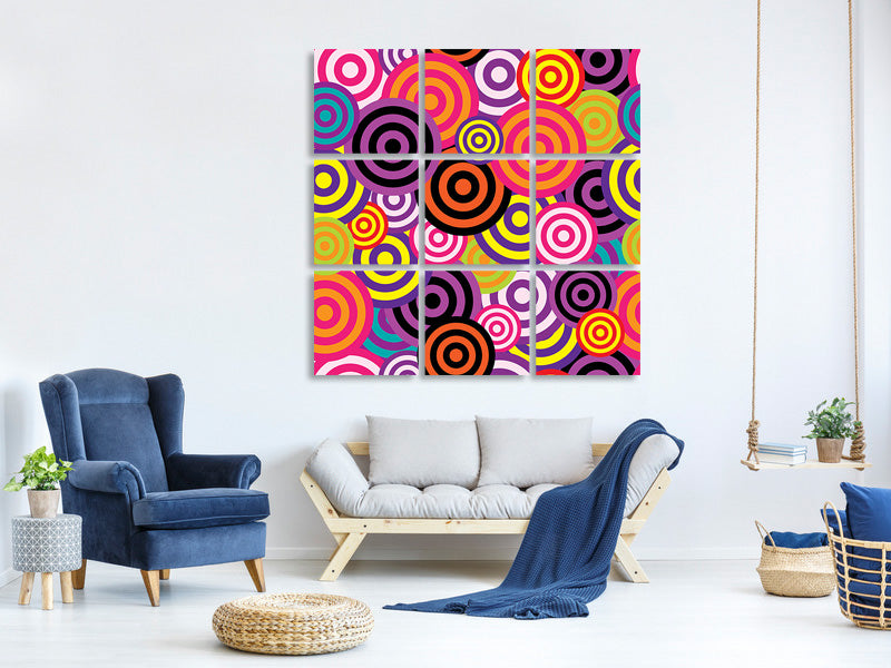 9-piece-canvas-print-colorful-retro-circles