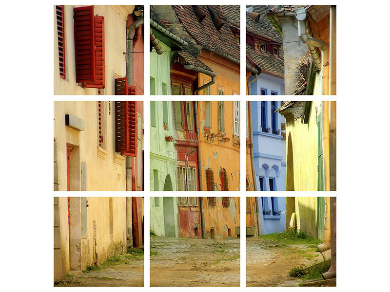 9-piece-canvas-print-colorful-street