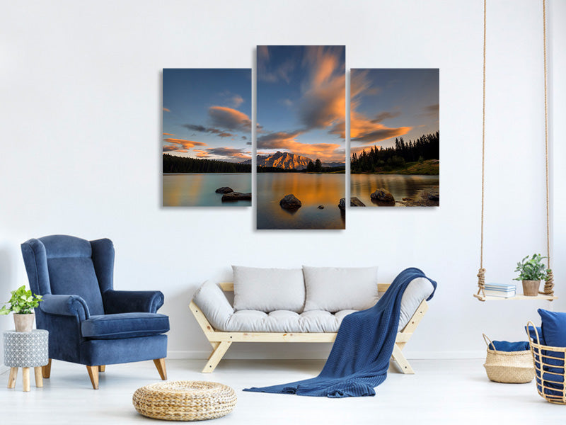 modern-3-piece-canvas-print-two-jack-lake-sunset