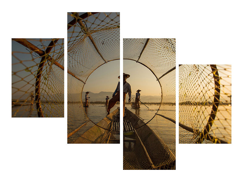 modern-4-piece-canvas-print-inle-fisherman