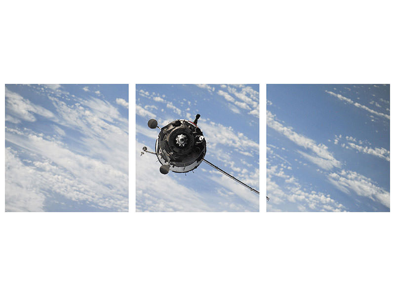 panoramic-3-piece-canvas-print-a-satellite-above-the-clouds