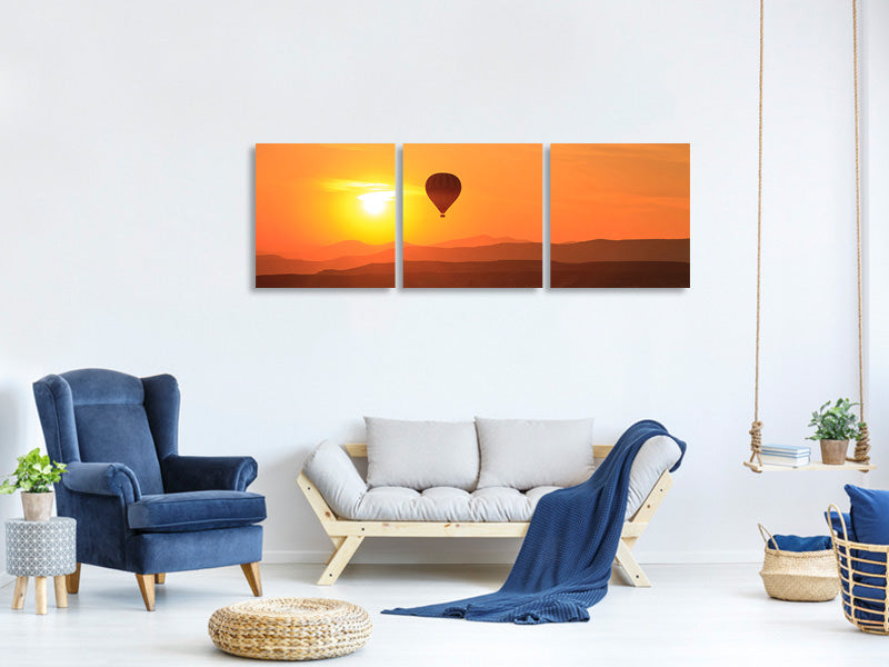 panoramic-3-piece-canvas-print-hot-air-balloon-at-sunset