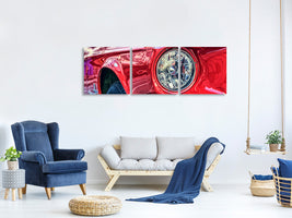 panoramic-3-piece-canvas-print-red-vintage-car