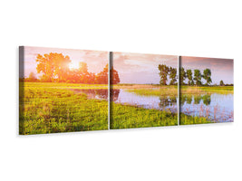panoramic-3-piece-canvas-print-sunset-on-lake